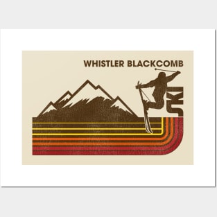 Retro 70s Stripe Ski Whistler Blackcomb Posters and Art